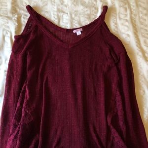 Cold Shoulder burgundy top